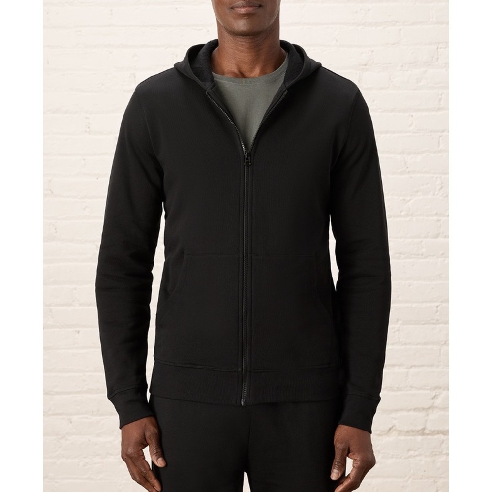 NEW Pact Mens Brushed Fleece Zip Hoodie Black 100% Organic Cotton Sweatshirt M